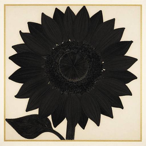 Black Sunflowers in Mucha Poster Style