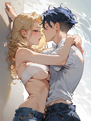 Romantic Anime Couple Embrace