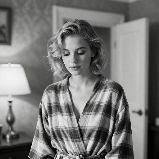 Introspective Young Woman in Black and White