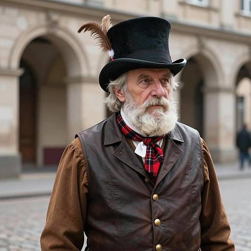 Elderly Man in Historical Costume with Top Hat