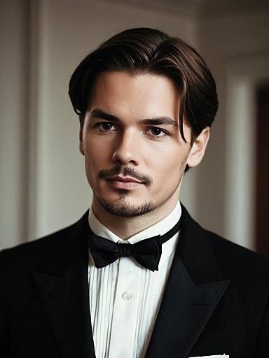 Man in Vintage Formal Suit with Bowtie
