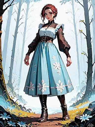 Dark Fantasy Woman in Medieval Forest