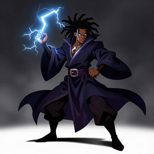 Black Male Wizard with Lightning