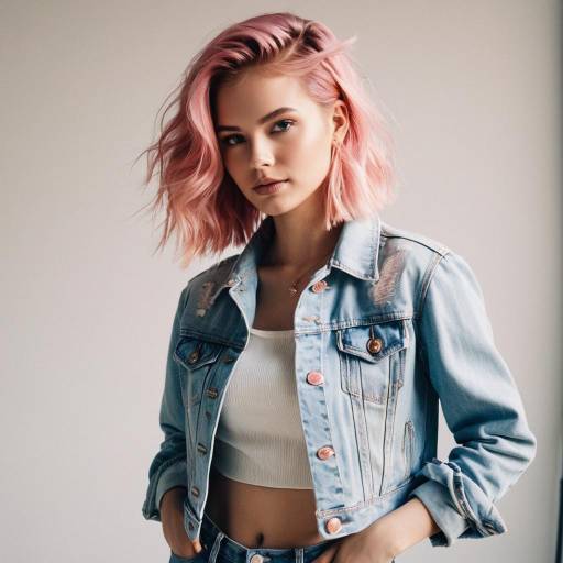 Fashion Model with Pastel Pink Hairstyle