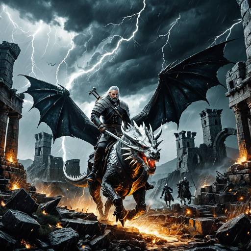 Epic Fantasy Scene with Dragon Knights