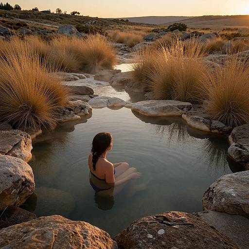 Serene Sunset at Travertine Hot Springs