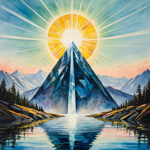 Dreamlike Mountain Landscape with Crystal Monolith Dreamlike Mountain Landscape with Crystal Monolith