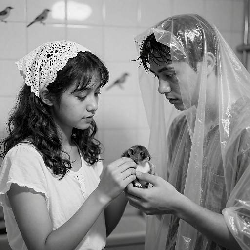 Intimate Black-and-White Portrait of Interaction