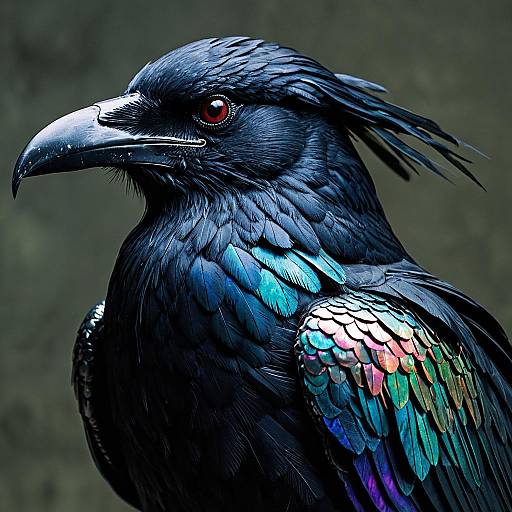 Iridescent 3D Ancient Kami Raven Art