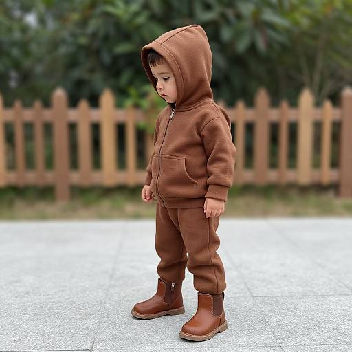 Child in Brown Outfit Outdoors