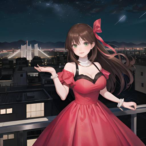 Aesthetic Anime Girl on City Rooftop
