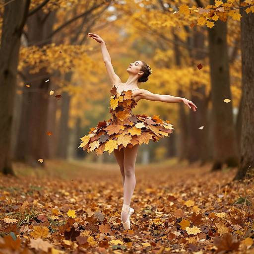 Autumn Ballerina in Golden Forest