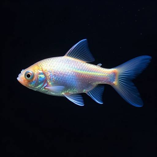 Iridescent Luminous Fish in Void
