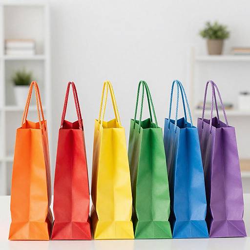 Vibrant High-Angle Shopping Bag Showcase