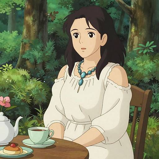 Bohemian Chic Woman at Forest Tea Time