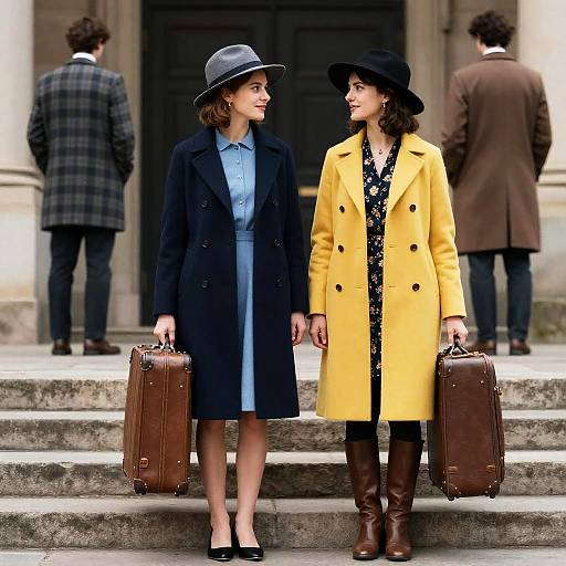 Elegant Encounter on Stone Steps