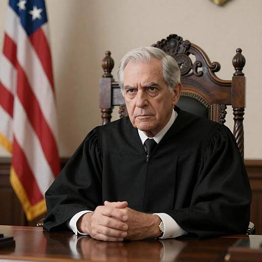 Elderly Judge in Black Robe Portrait