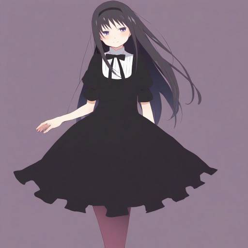 Illustration of Akemi homura (black dress), mahou shoujo madoka magica in the style of Ikuchan kaoru