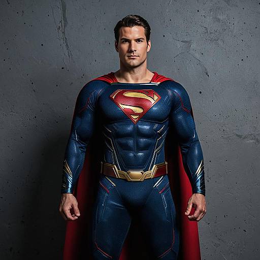Man in Superman Costume Full Body Portrait