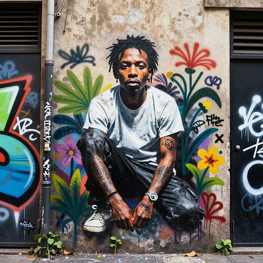 Gritty Street Artist with Graffiti Tattoos