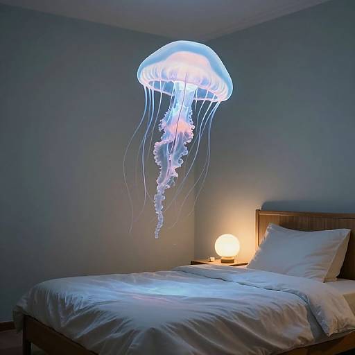 Surreal Ocean Bedroom with Glowing Jellyfish