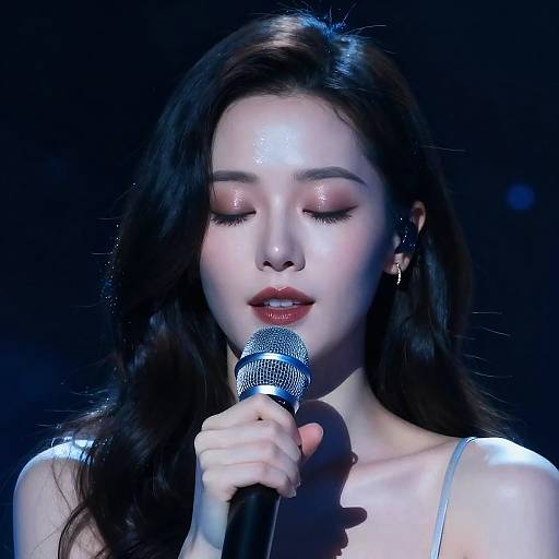 Ethereal Woman Singing Close-Up