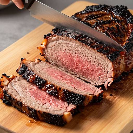 Perfectly Sliced Medium Rare Beef Brisket