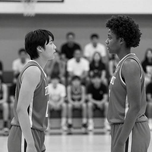 Black-and-White Mid-Motion Basketball Faceoff: Two Female Players