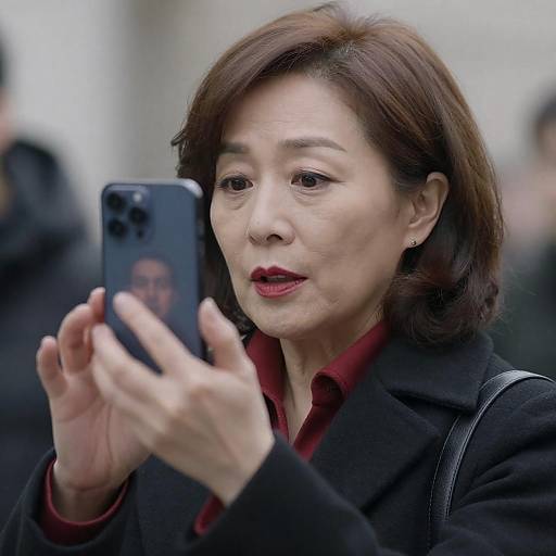 Focused Middle-Aged Woman Holding Phone