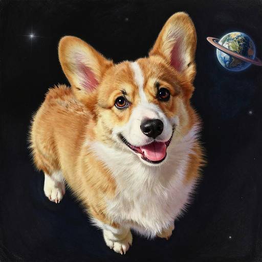 Detailed Pastel Corgi Puppy in Space