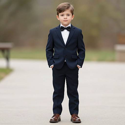 Navy Groom Suit Outdoors Pose