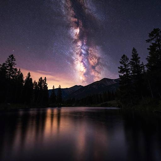 Milky Way over Alpine Lake at Night