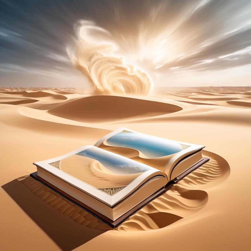 Mystical Ancient Book in Desert Sands