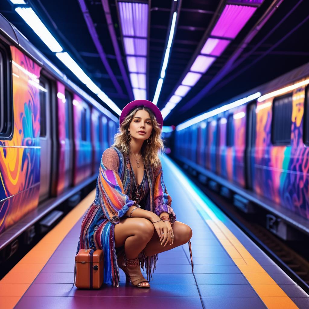 Bohemian French Musician in Subway Station