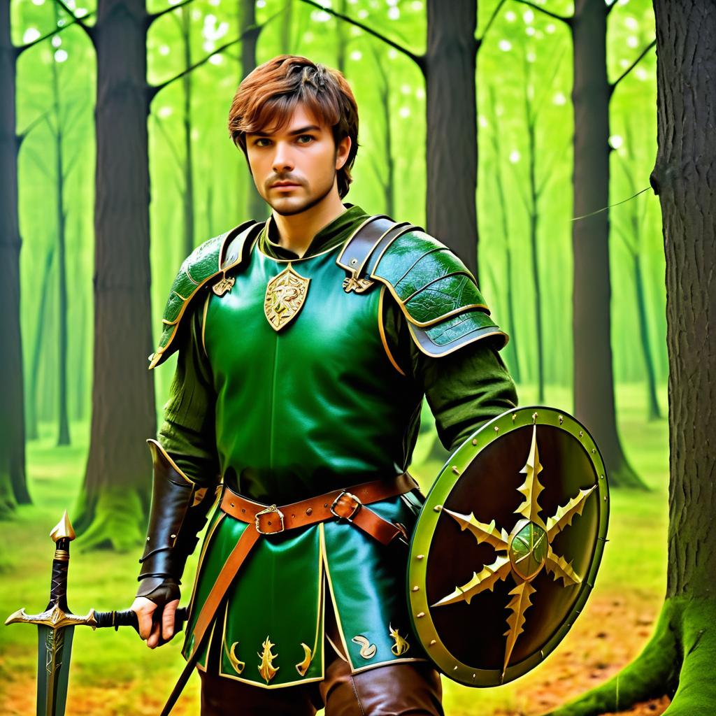 Vibrant Warrior in Medieval Forest