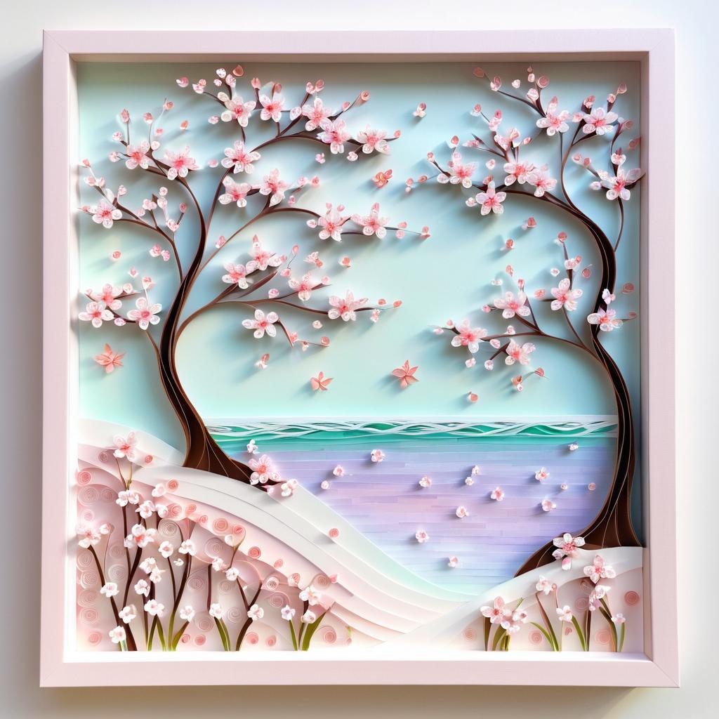 Pastel Cherry Blossom Quilling Art