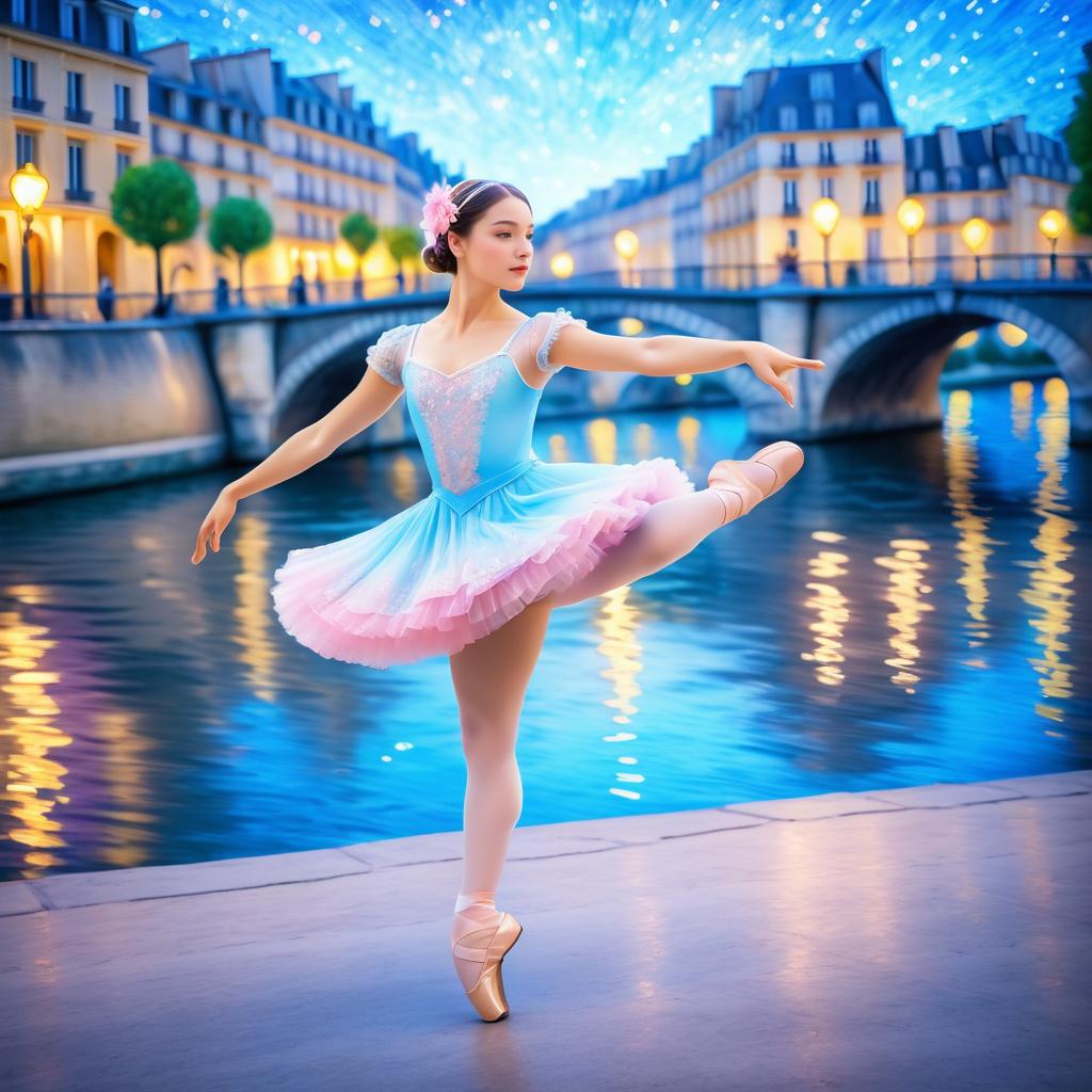 Kawaii Ballerina in 1930s Paris Scene