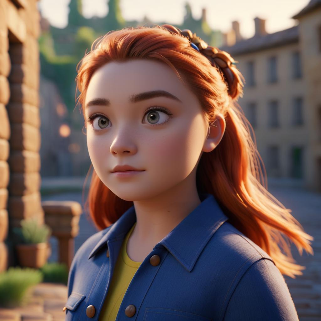 Cinematic Pixar Still with Florence Pugh