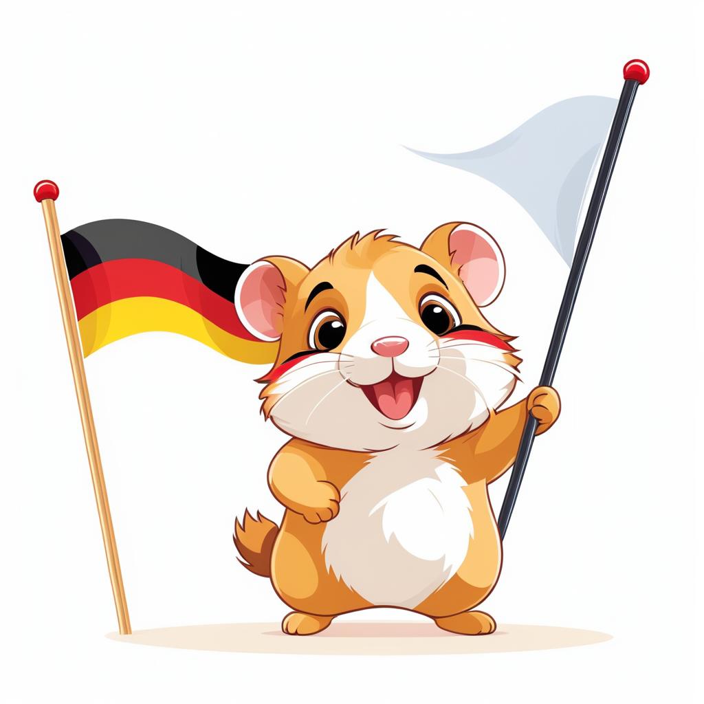 Cheerful Cartoon Hamster with German Flag