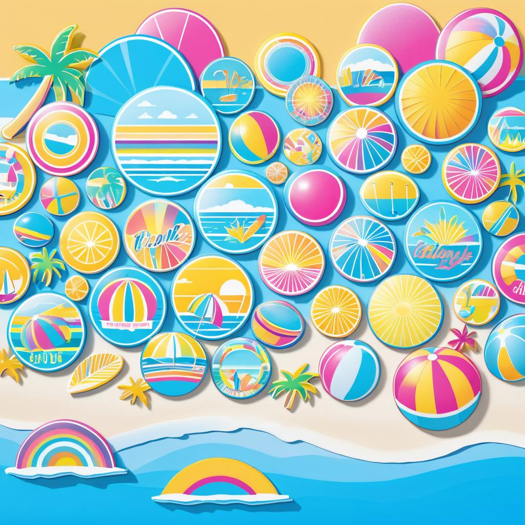 Vibrant Beach Party Badge Logo