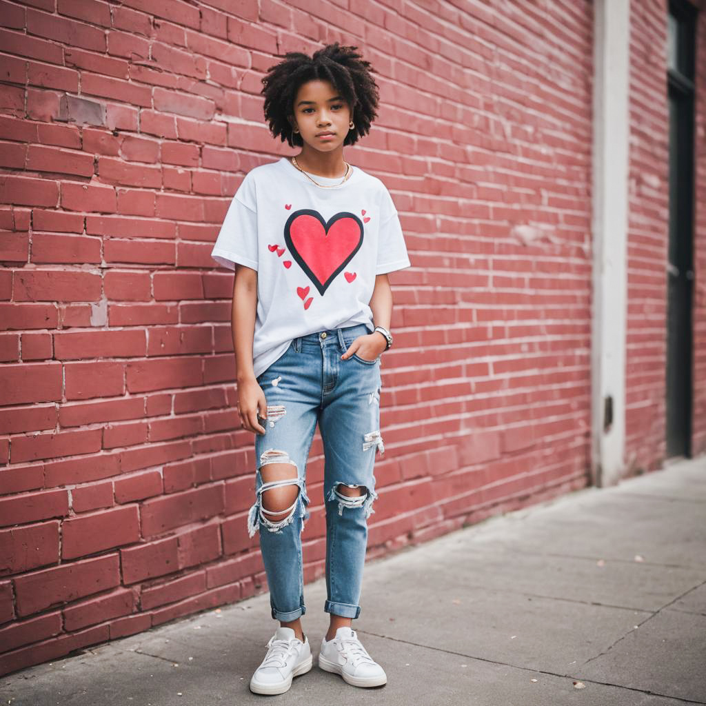 Trendy Teen in Valentine's Day Outfit