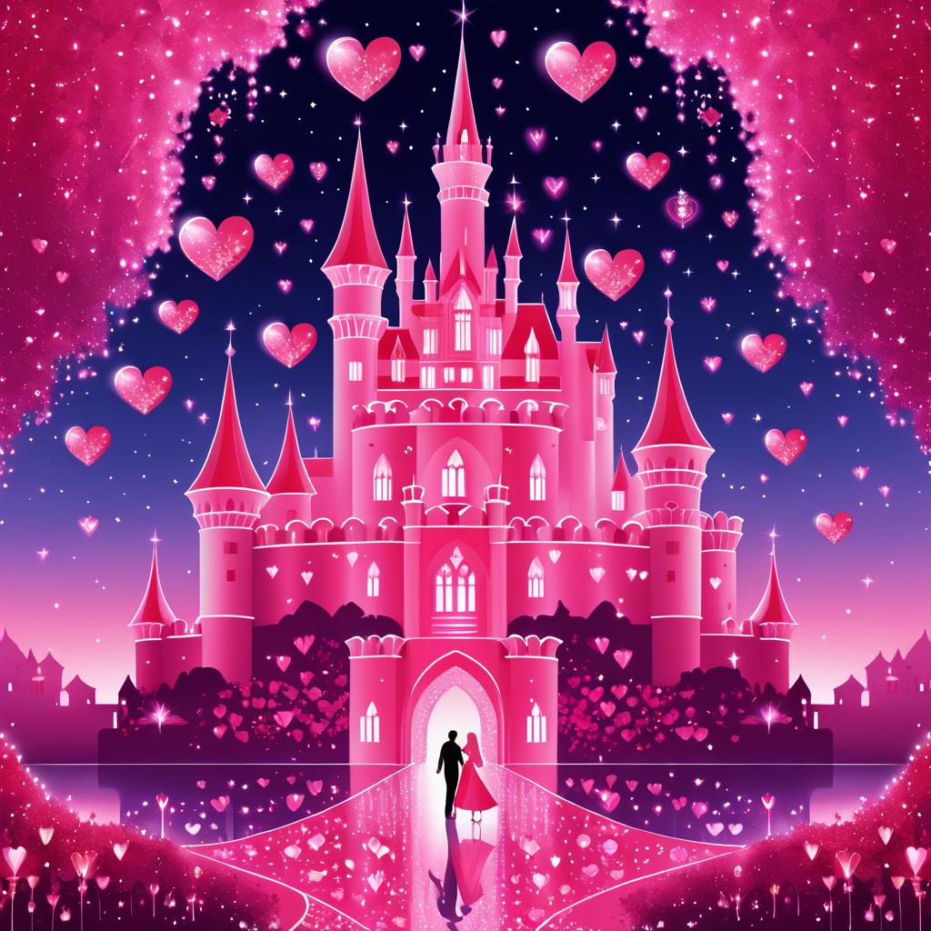 Enchanting Valentine's Castle Fantasy Scene