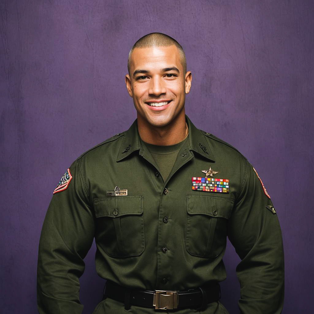 Vibrant Portrait of a Grinning Veteran