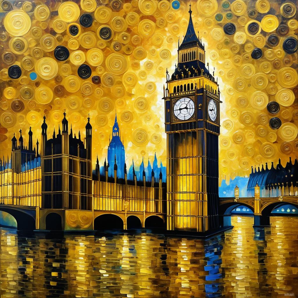 Big Ben Reimagined in Klimt's Style