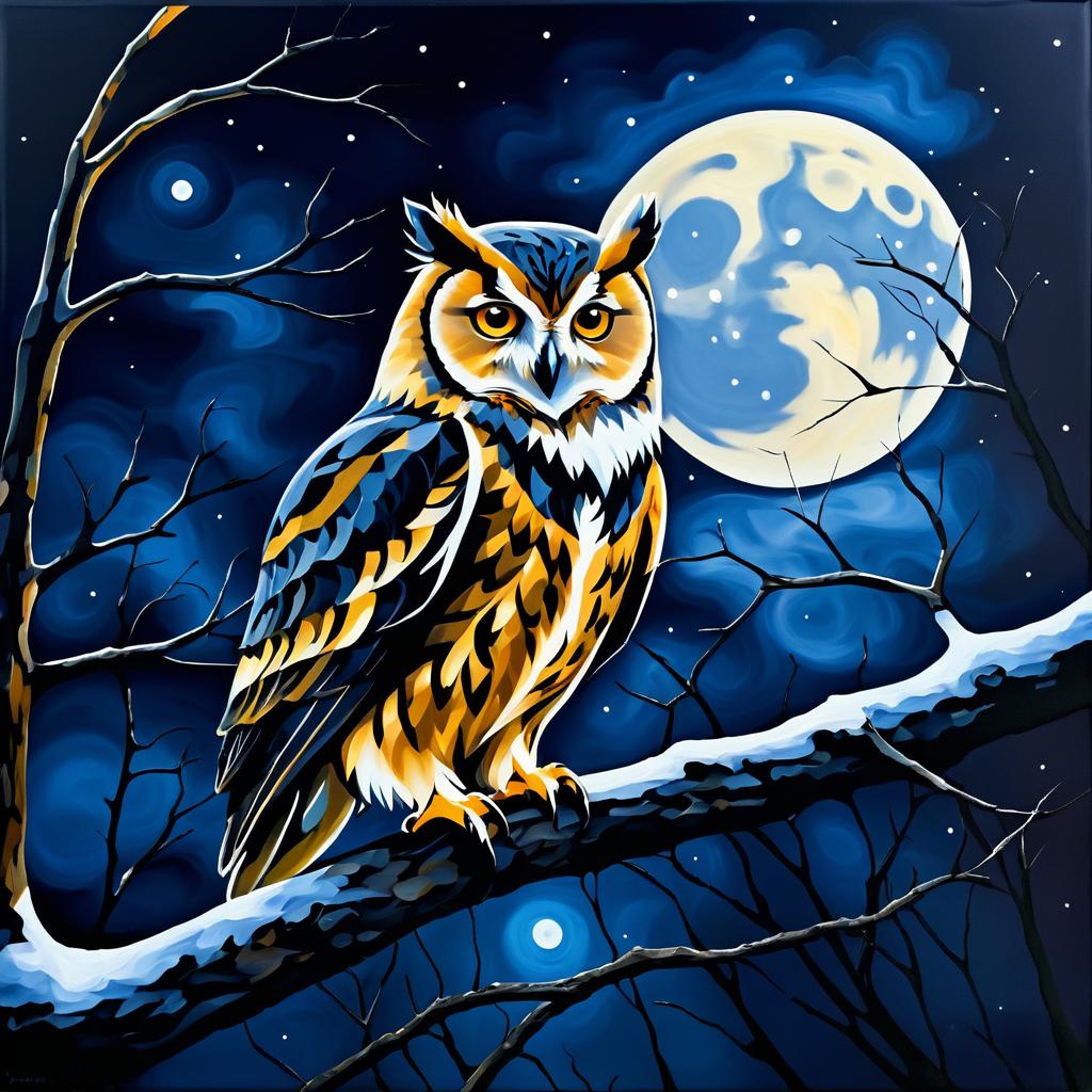 Majestic Owl Under the Full Moon