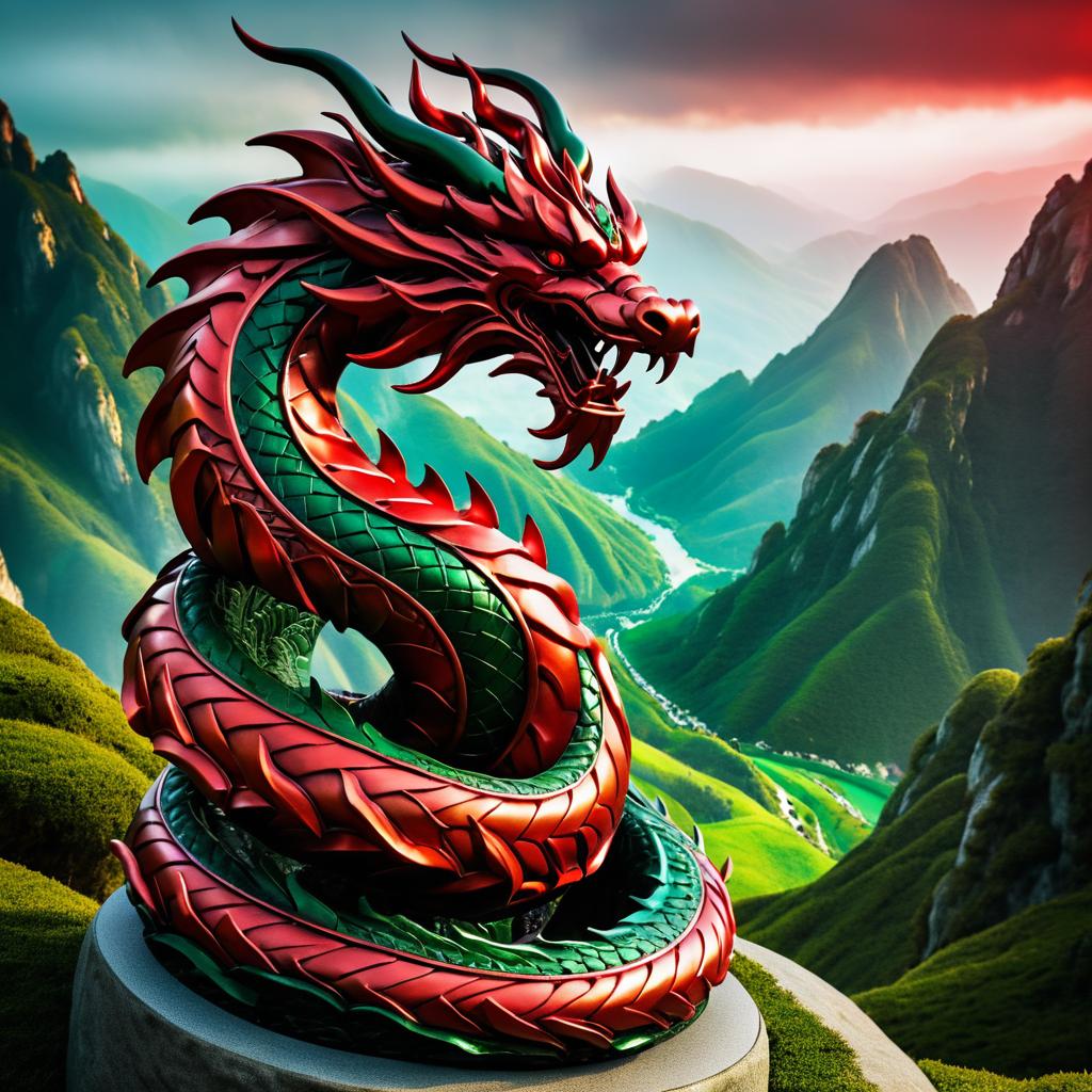 Fierce Dragon Statue in Fantasy Art