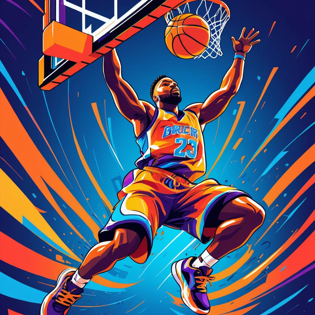 Dynamic Cartoon Basketball Dunking Action