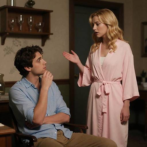 Intimate Moment in a Dimly Lit Room