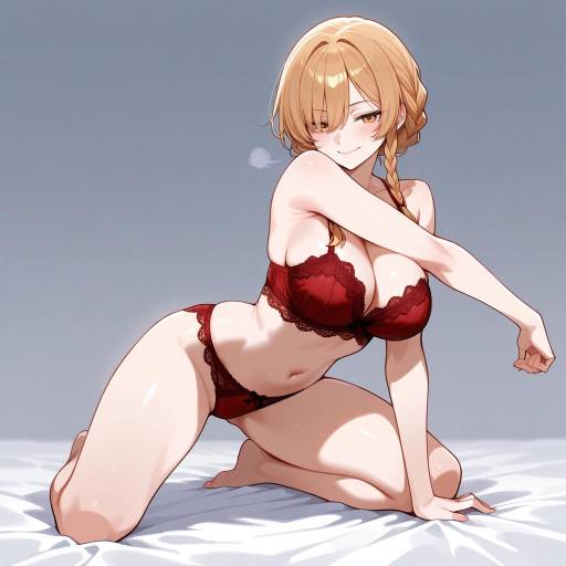 Anime Woman in Red Lingerie Pose