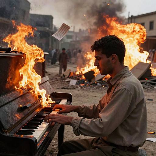 Devastation: A Pianist Amidst Chaos